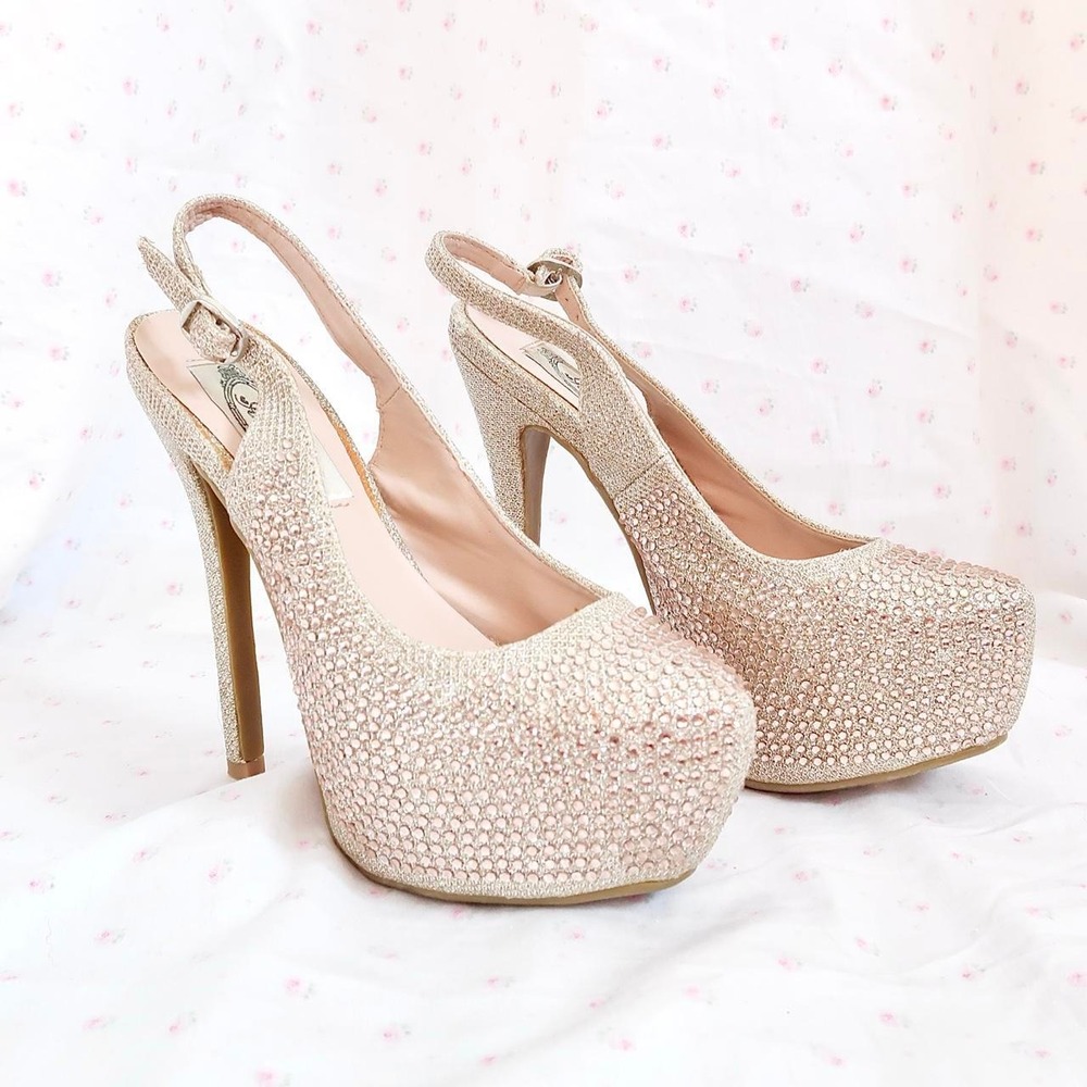 y2k rhinestone platform slingback heels